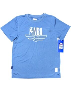 NBA Basketball Blue Felt Logo Quick Dry Short Sleeve Tee Shirt NWT 14/16
